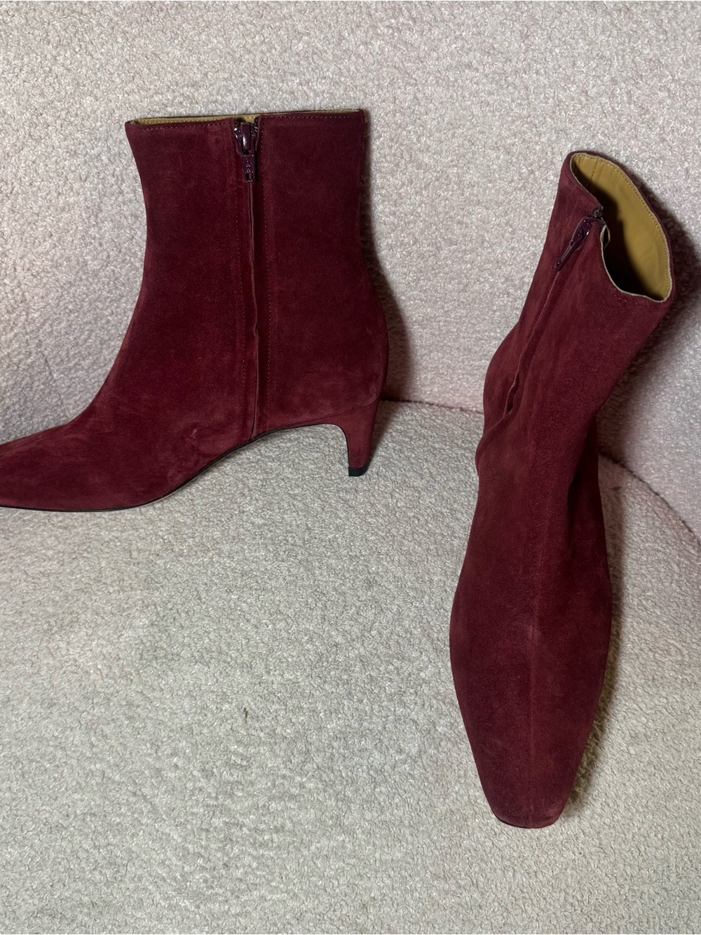 New Staud Wally 100% Suede Ankle Boots Pinot Burgundy Size EU 38 US 8 $395 - Picture 2 of 10